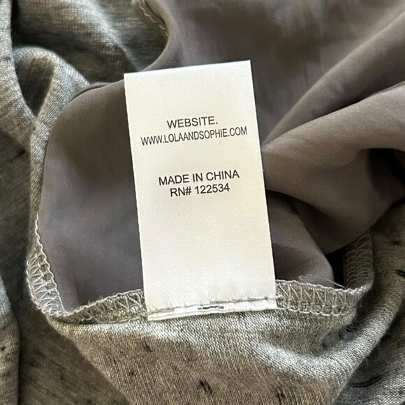 NWT Lola & Sophie Slub Jersey Tee Long Sleeve V-Neck Woven Back Gray Grey Sz XS - Picture 9 of 9